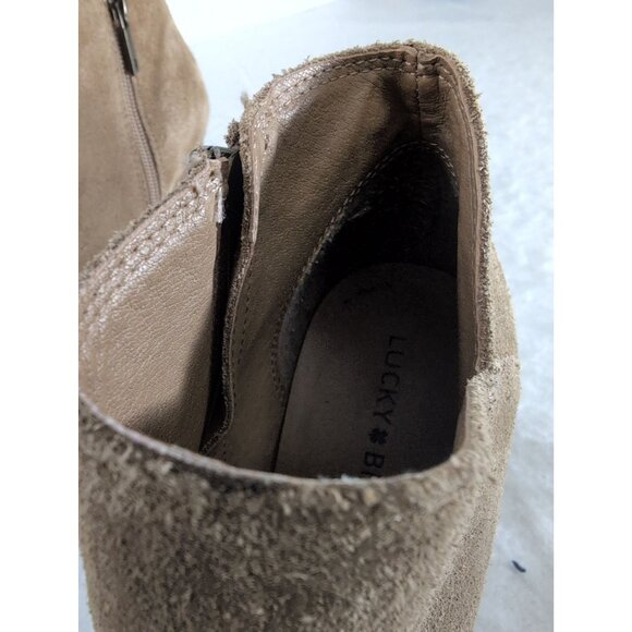 Lucky Brand Wedge Ankle Boot Bootie Women 8.5 Tan Boho Western Suede Yakeena - Picture 11 of 12